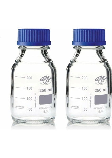 Cam Otoklav Şişe 250 ml (Vida Kapaklı Boş Laboratuvar Şişesi) 2 Adet