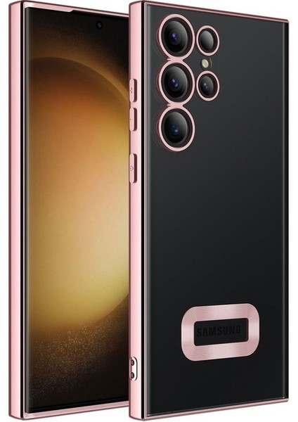 Enci Store Samsung Galaxy S23 Ultra Uyumlu Kılıf Kamera Korumalı Logo Gösteren Omega Kapak, Rose Gold