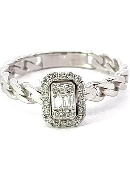 0,25 Ct 2,79 gr Örgü Kasa Baget Pırlanta Yüzük