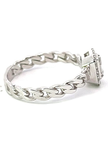 0,25 Ct 2,79 gr Örgü Kasa Baget Pırlanta Yüzük fırsatları