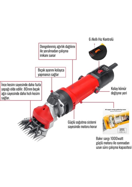 Koyun Keçi Kırkma Makinesi (Kırmızı) EEA151