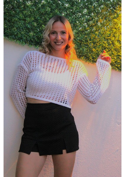 Desenli Şort Etek Siyah - 1335.100