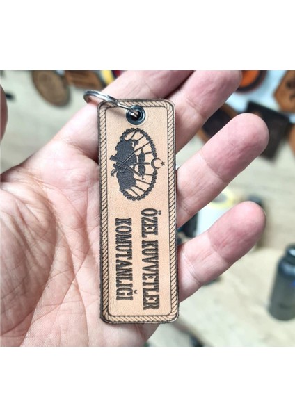 Özel Kuvvetler Komutanlığı Deri Anahtarlık - Arma - Leather Key Holder