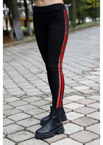 Yan Çift Şeritli Ribana Tayt Siyah - P-020258 modelleri