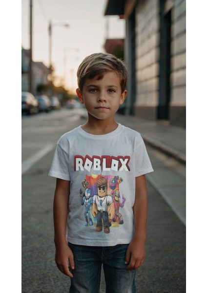 Erkek Çocuk Baskılı Roblox T-Shirt 5-6yaş Çocuk Tişört