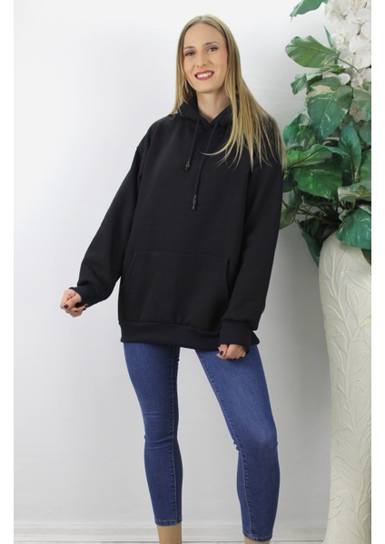 Üç Iplik Kapşonlu Sweat Siyah - 2410.2022 modelleri