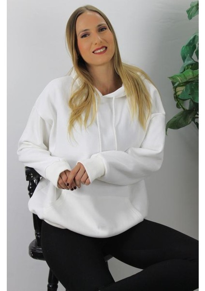 Üç Iplik Kapşonlu Sweat Beyaz - 2410.2022 modelleri