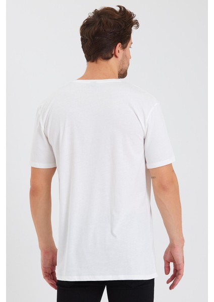 Erkek Pamuk Modal Oversize T-Shirt Beyaz