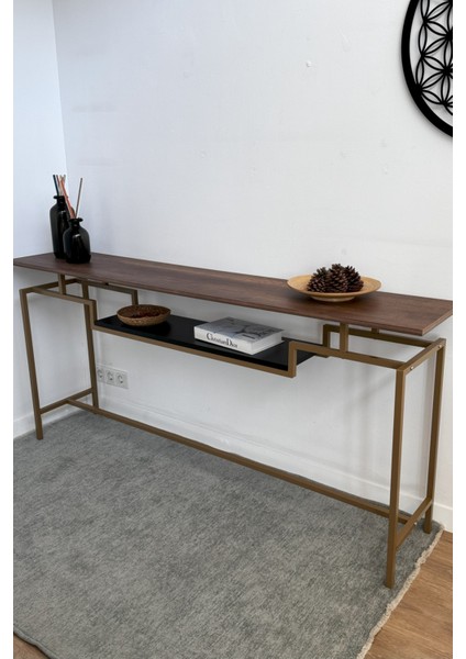 Dekoratif Endüstriyel Tasarım 2 Katlı Dresuar Konsol Raf Çift Renkli Depolama Rafı