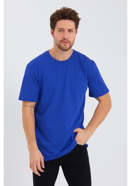 Erkek Pamuk Modal Oversize T-Shirt Saks