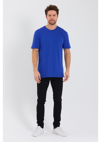 Erkek Pamuk Modal Oversize T-Shirt Saks