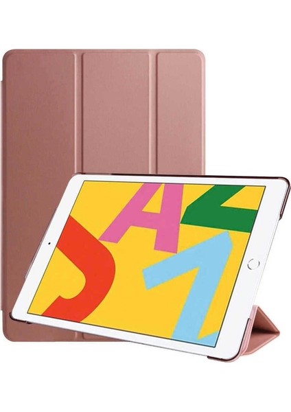 Apple iPad 10.2 (8.nesil) Uyumlu Tablet Kılıfı Smart Cover Standlı Akıllı Kılıf, Rose Gold