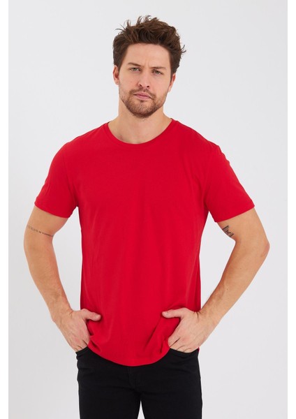 Erkek Pamuk Modal Regular Fit T-Shirt Kırmızı