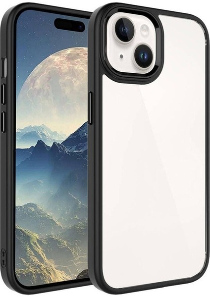 Apple iPhone 15 Plus Uyumlu Kılıf Krom Kapak, Siyah