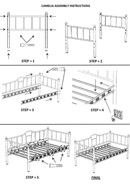 Zambak Tek Kişilik Ferforje Metal Karyola 120x200 Siyah