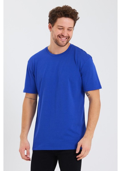 Erkek Pamuk Modal Oversize T-Shirt Saks