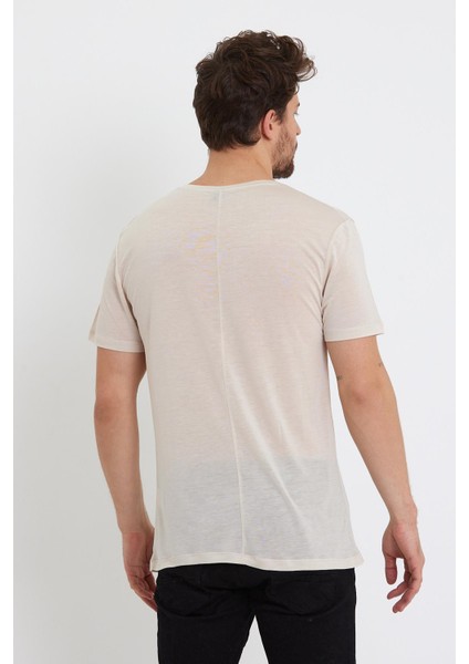 Erkek Tencel Kumaş Bisiklet Yaka T-Shirt Taş fırsatları