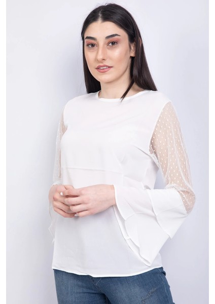 Bisiklet Yaka Bluz Ekru - P-018626 modelleri