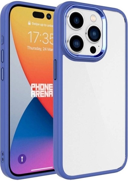 Apple iPhone 15 Pro Uyumlu Kılıf Krom Kapak, Lavendery Gray