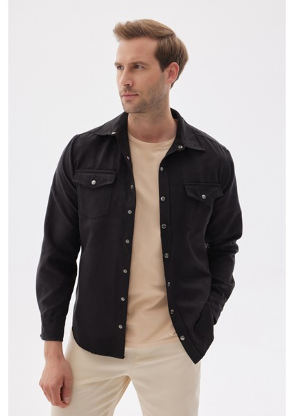 Slim Fit Cepli Erkek Siyah Gömlek Ceket fiyatları
