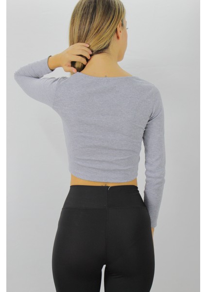 Gitilli Dekolteli Bluz Gri - 98797 fırsatları