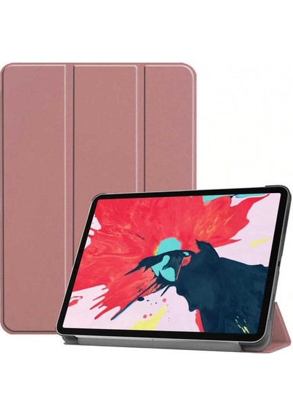 Apple iPad Air 10.9 2020 (4.nesil) Uyumlu Tablet Kılıfı Smart Cover Standlı Kılıf, Rose Gold