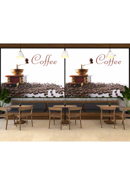 Kahve Makinalı Cafe Duvar Kağıdı Baskı