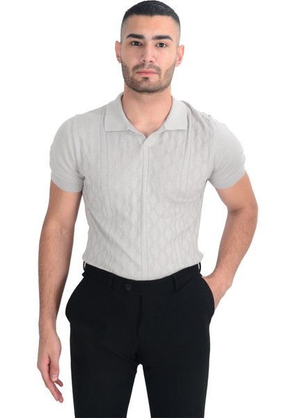 Cengiz Inler Desenli Merserize Polo Yaka Erkek Triko T-Shirt