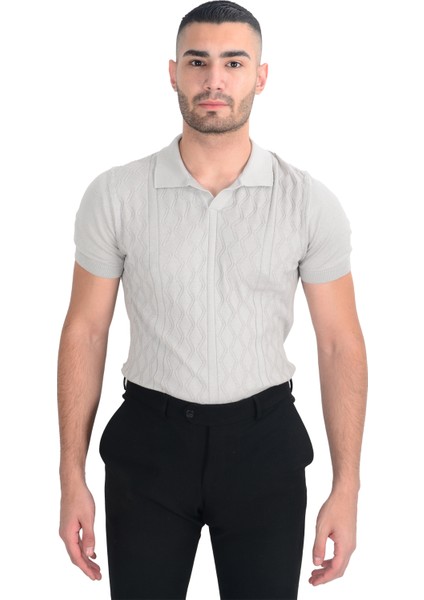 Cengiz Inler Desenli Merserize Polo Yaka Erkek Triko T-Shirt modelleri