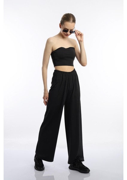 Kadın Allegro Kumaş Oversize Pantolon Siyah