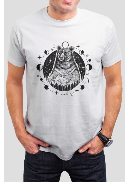 Ayı Baskılı Beyaz Tişört C643