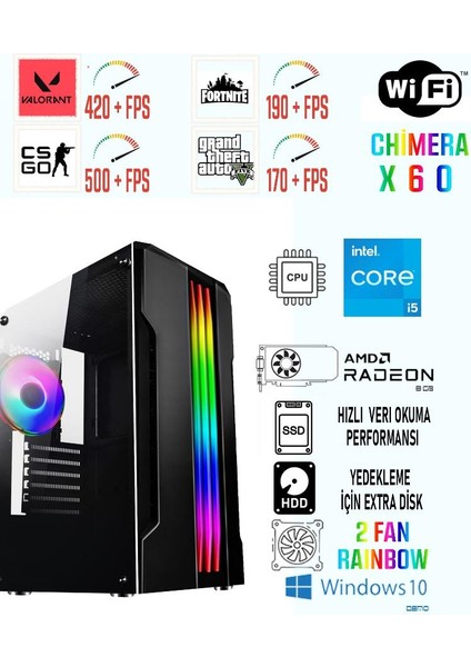 Chimera X60 I5 9400F / RX580 8gb / 256GB SSD 1tb HDD / 16GB Ram Oyuncu Bilgisayarı