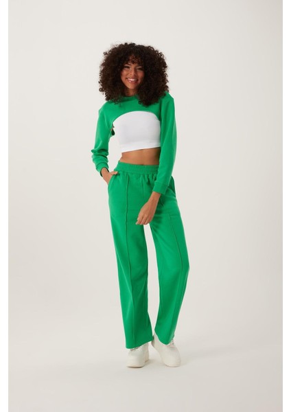 Kadın Oversize Crop Yeşil
