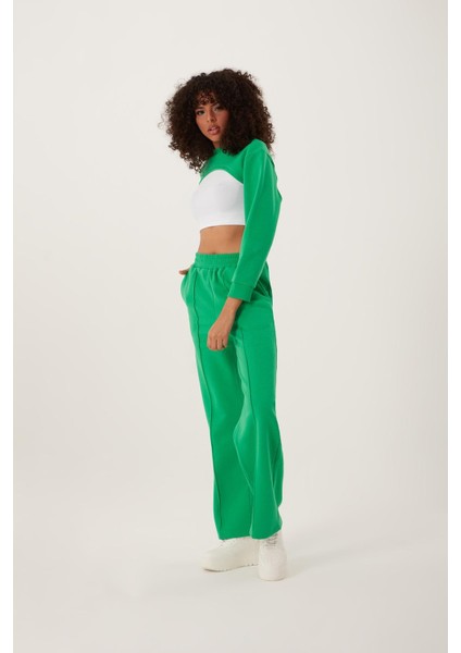 Kadın Oversize Crop Yeşil