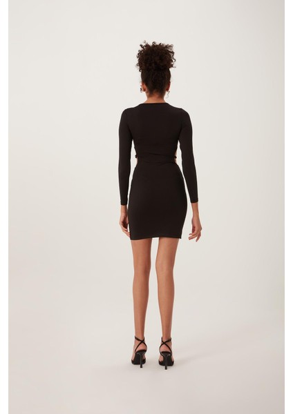 Kadın Dekolteli Allegro Kumaş Elbise Siyah modelleri