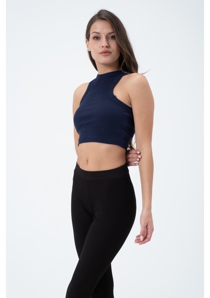 Kadın Kaşkorse Crop Atlet Indigo modelleri