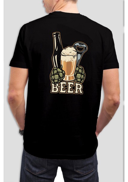 Beer Baskılı Siyah Tişört C686