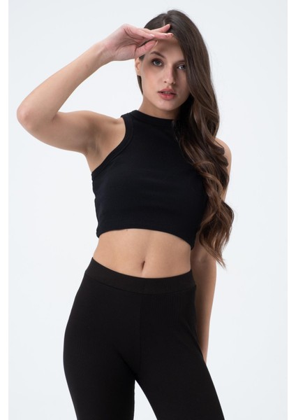 Kadın Kaşkorse Crop Atlet Siyah fırsatları