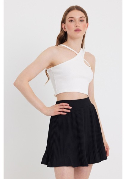 Kadın Askılı Crop Kaşkorse Ekru