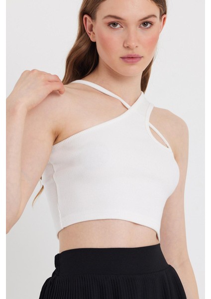 Kadın Askılı Crop Kaşkorse Ekru fiyatları