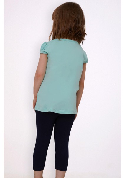 Kız Çocuk Kapri Taytlı Takım Yaz Temalı Cupcake Baskılı 1.5-5 Yaş, Su Yeşili modelleri