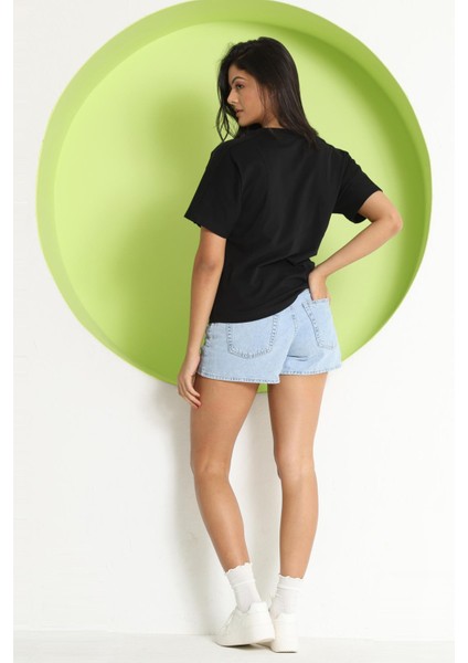 Kadın Cut Out Detaylı T-Shirt Siyah