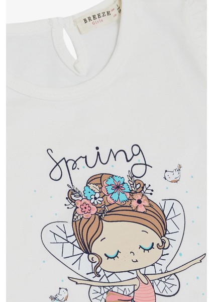 Kız Çocuk Tişört Bahar Temalı Balerin Kız Baskılı 1.5-5 Yaş, Beyaz modelleri
