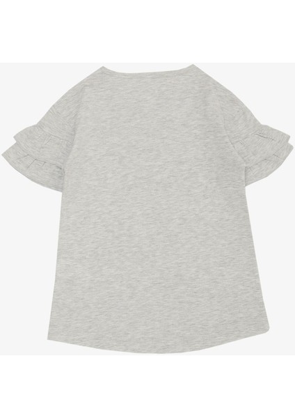 Kız Çocuk Tişört Sevgi Temalı Simli Yazı Baskılı 6-12 Yaş, Açık Gri Melanj fiyatları