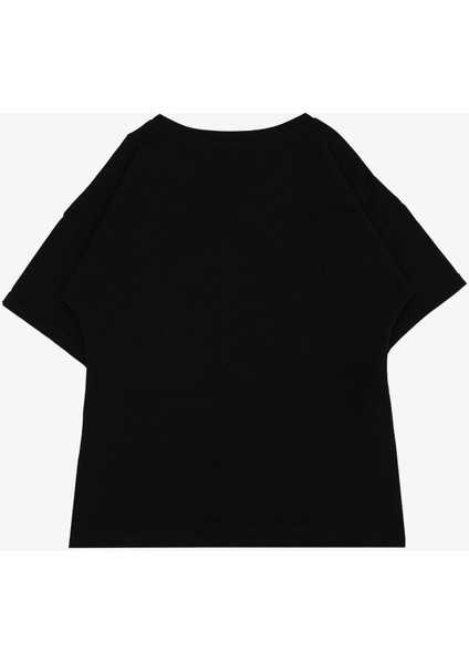 Kız Çocuk Tişört Smile Yazı Baskılı Taşlı 9-16 Yaş, Siyah fiyatları