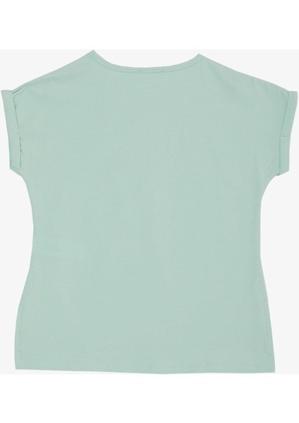 Kız Çocuk Tişört Kelebek Baskılı 10-16 Yaş, Su Yeşili fiyatları