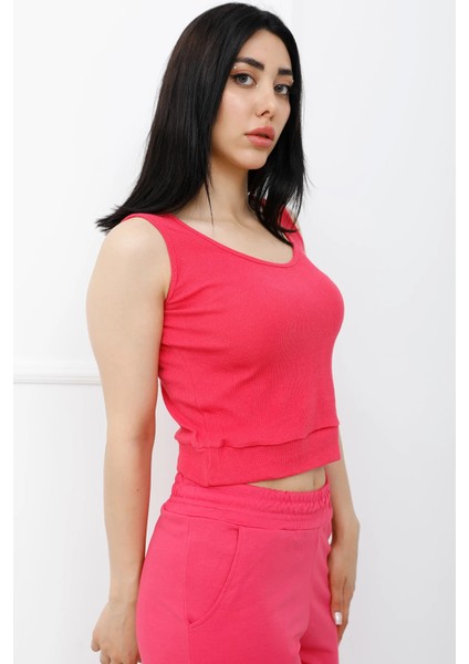 Askılı Kayık Yaka Crop Bady Fuşya - P-020497 fiyatları