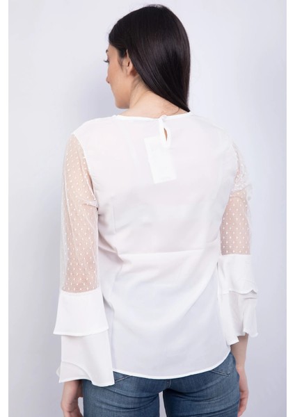 Bisiklet Yaka Bluz Ekru - P-018626 fırsatları