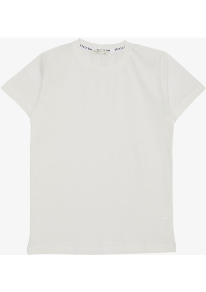 Erkek Çocuk Tişört Basic 4-14 Yaş, Ekru