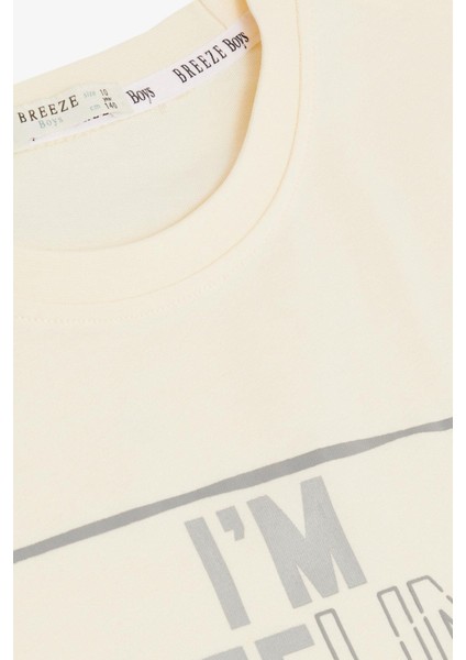 Erkek Çocuk Tişört Offline / Çevrimdışı Yazı Baskılı 9-14 Yaş, Krem modelleri